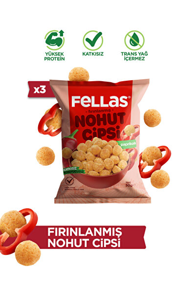 Fellas Nohut Cipsi - Paprika (50 g) x 3 Adet