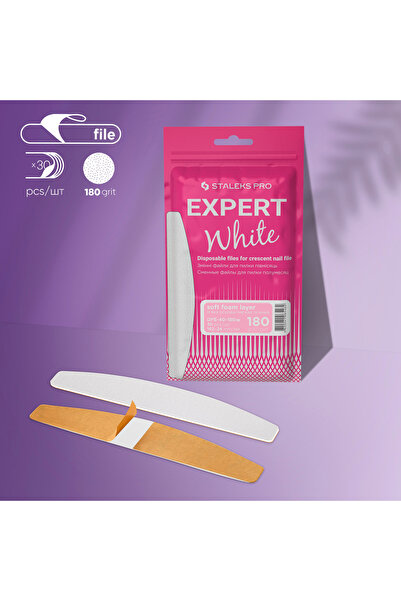 STALEKS 30x pila unghii semiluna cu adeziv Expert 40 180 grit