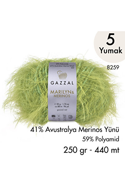 Gazzal Marilyn & Merinos 8259 El Örgü İpliği 5 Yumak 250 gr