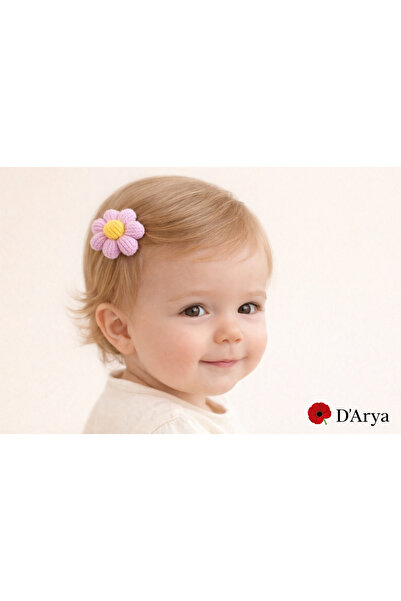 Darya Dd763 Pastel Color Knitted Daisy Baby Hair Clip (4 cm) Baby Kids