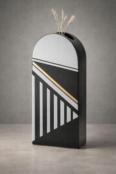 SETABIANCA Ceramic Decorative Vase 36 cm – Elite Deco Lines Modern Living Roo...