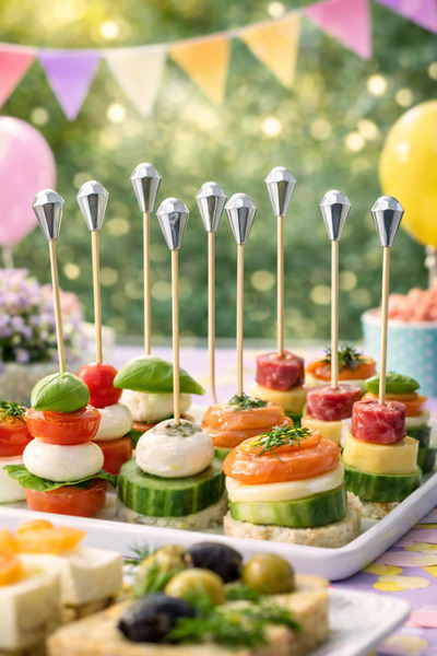 Happyewent 24-Piece Silver-Tipped Party Toothpicks – Decorative Cocktail and ...