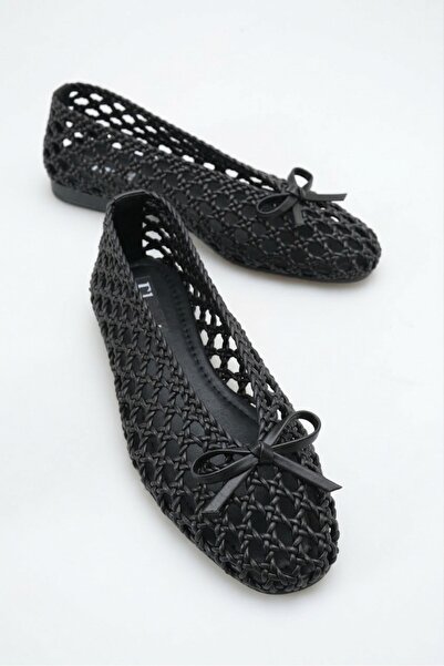 MALENTA Pantofi negri tricotați pentru femei balerini - Pantofi confortabili ...