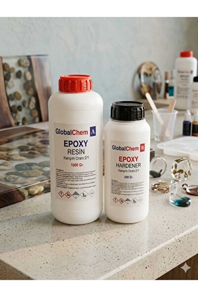 GLOBALSEAGULL GlobalChem Şeffaf Epoksi Reçine Seti 1.5 KG 1000gr Reçine + 500gr