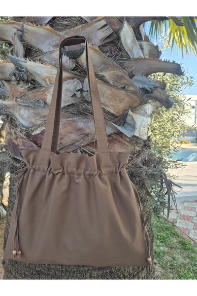 Handream Brown Duck Fabric Lining/ B Ruched Shoulder Bag Bag I