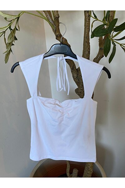 Bade Butik White Tie Back Crop Blouse