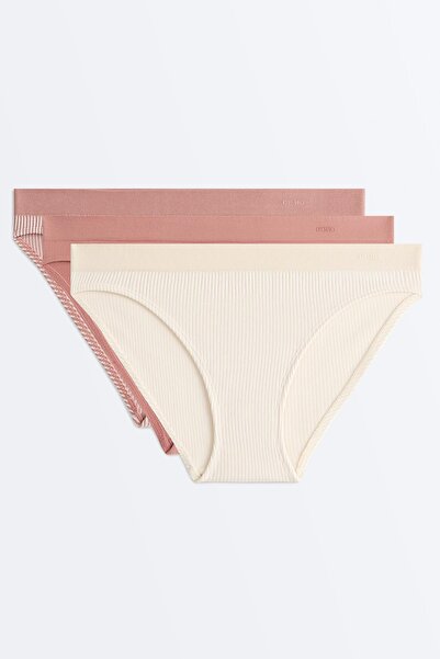 Oysho 3'lü çizgili seamless soft touch klasik külot