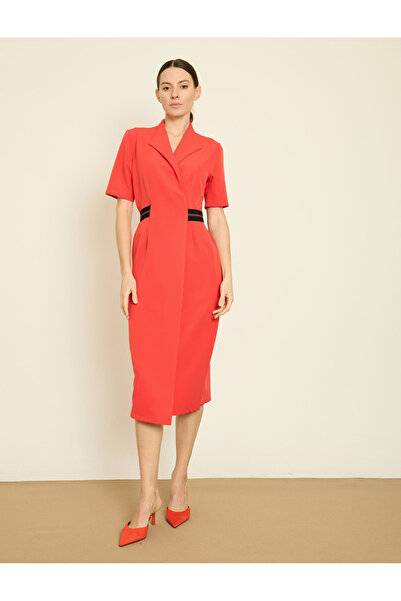 BGN workshop Striped Rubber Detail Double-Breasted Dress