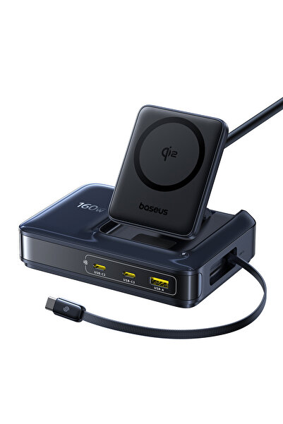 Baseus Nomos Nh21 Charging Station 5-in-1 Plug-In Magsafe Pull-Out Cable 3C+U...