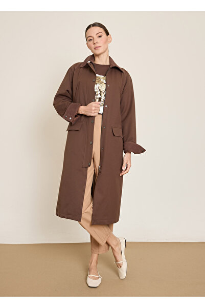 BGN workshop catifea Trench lung cu guler și fermoar