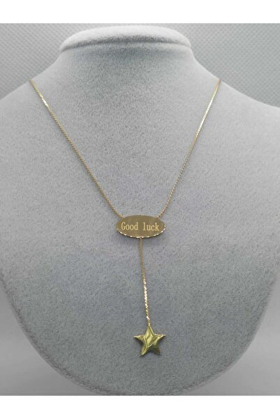 sarıyer silver قلادة من الفولاذ باللون الأصفر مع نجمة متدلية مكتوب عليها Good...