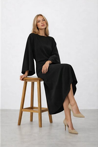 VAGGON Relaxed Fit Bat Sleeve Long Dress