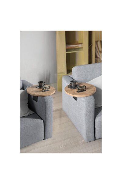 GOLDFALEZ Ikili (2 Adet)Yan Sehpa Ayarlanabilir Tepsi Dekoratif Modern