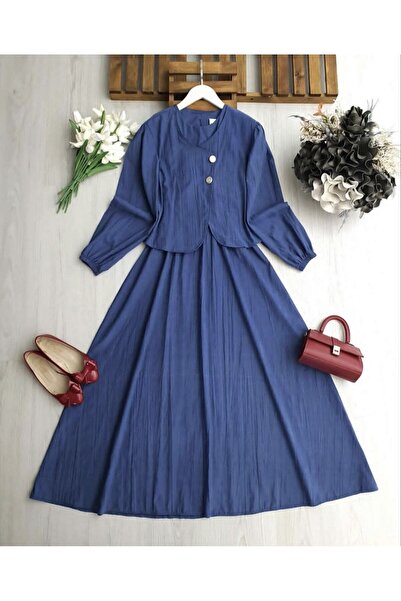 TrendParis Zero Sleeve Dress with Elastic Waist and Asymmetrical Bolero Set