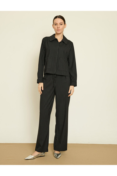 BGN workshop viscoză Jachetă cămașă cu dungi în amestec de stiluri