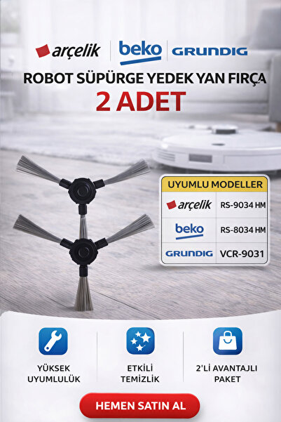 ÖZ BEYAZ EŞYA Arçelik RS-9034 HM Robot Vacuum Cleaner Γνήσια βούρτσα 2 Li Yan