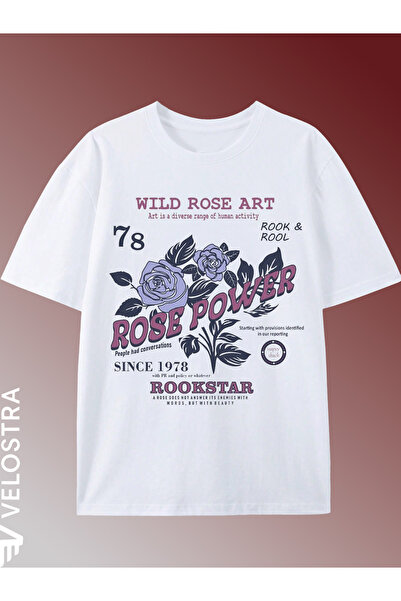 Velostra Unisex Women Men Wild Rose Printed Oversized Comfortable Daily Use C...
