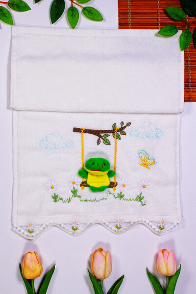 enex life Velvet Kitchen Towels with Frog Mascot Figure 30X50 cm