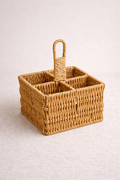MİS KİTCHEN Rattan Compartmentalized Organizer – Wicker Tabletop Organizer fo...