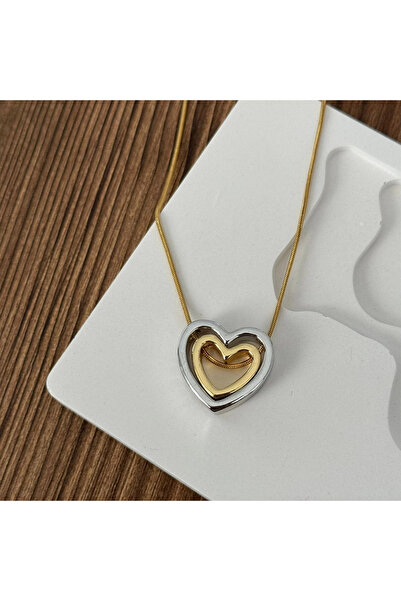 TURKAFONE قلادة على شكل قلب متداخل