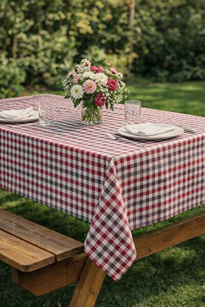 Zeria Home Checked Tablecloth , Pötikara Pattern Tablecloth, Small Square Pat...