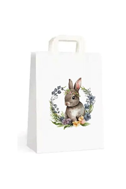 Gamma Print Set 10 pungi cadou pentru Paste, model coronita de flori cu iepur...