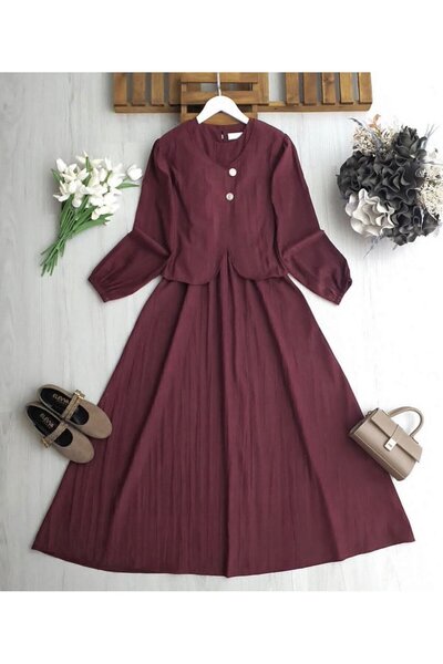 TrendParis Zero Sleeve Dress with Elastic Waist and Asymmetrical Bolero Set