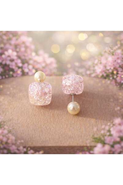 TChic Reversible Square Sugar Glittery Pearl Earrings