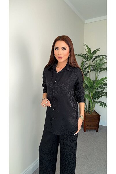 DİDEM GÜLTAKTI قميص نسائي من الساتان من Runce باللون الأسود