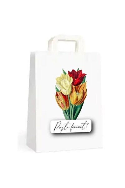 Gamma Print Set 10 pungi cadou Paste, buchet lalele cu mesaj „Paste Fericit”,...