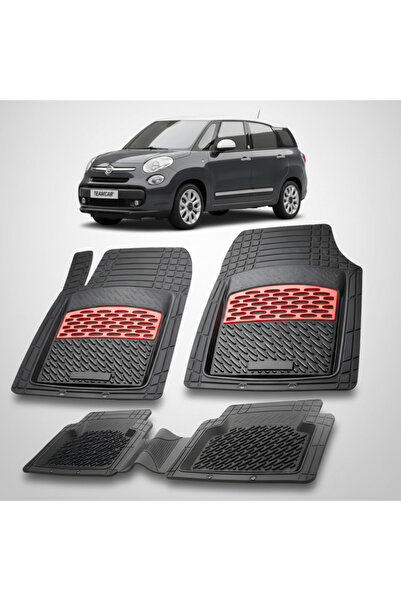 TEAMCAR Πατάκια δαπέδου συμβατά με Fiat 500L Living 2013-2017 | Κόκκινα