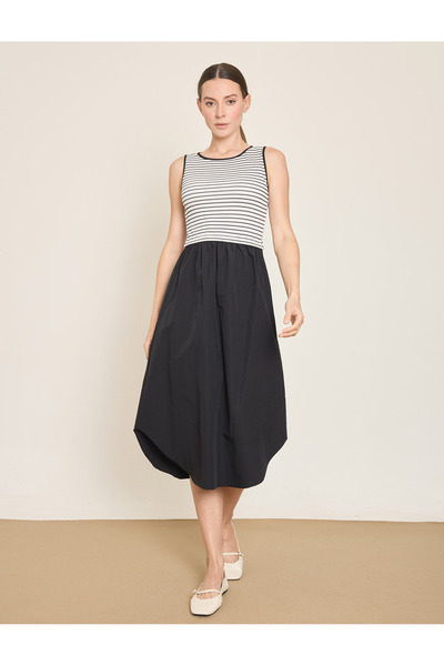 BGN workshop Striped Knitted Combined Cotton Mixed Dress