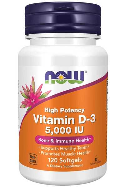 Now Foods Vitamin D-3 High - 5000 IU 1,20 Softgels