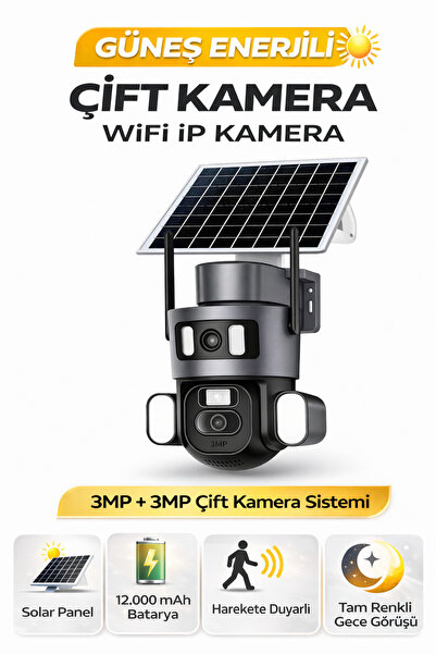 Ecocam 2 Kameralı 4G Güneş Enerjili SIM Kartlı AOV Akıllı Güvenlik Kamerası IP66