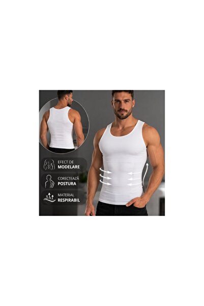 OEM Slim shaping tank top for men, slimming effect, corrects posture, white