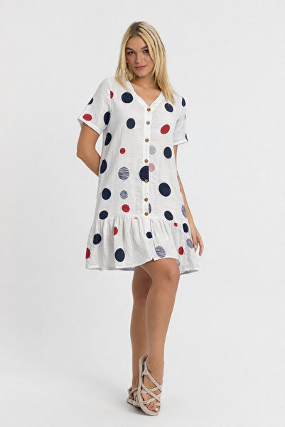 Heaven Ephesus Women's Dress - Muslin Patterned Datça Dress - 3055