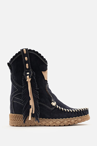 Bestyle Milano 100% Dana Leather Navy Blue Made in Italy Women's Boots with H...