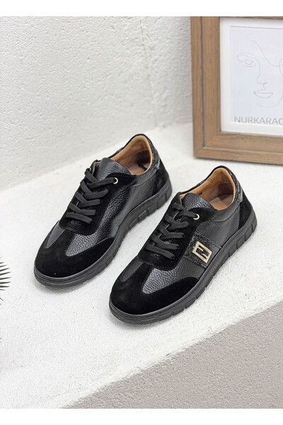 NUR KARACA 25K-055-7122 ADIDAȘI DE SPORT FEMEI CU TALPĂ PLATĂ, DETAILATE CU L...