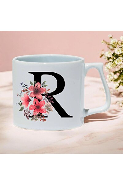 kubdekor Printed Letter Luxury Mug Cup with Letter R Written on It