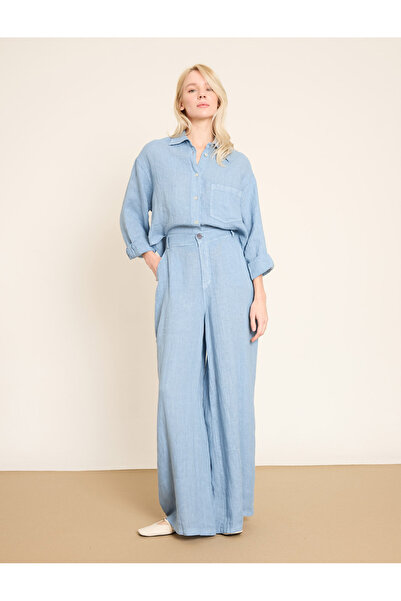 BGN workshop Wide Leg Linen Pants with Elastic Waist Detail