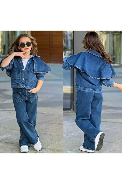 ANKANOVA Jachetă elegantă de lux pentru fete, cu detaliu de pelerină, pantalo...