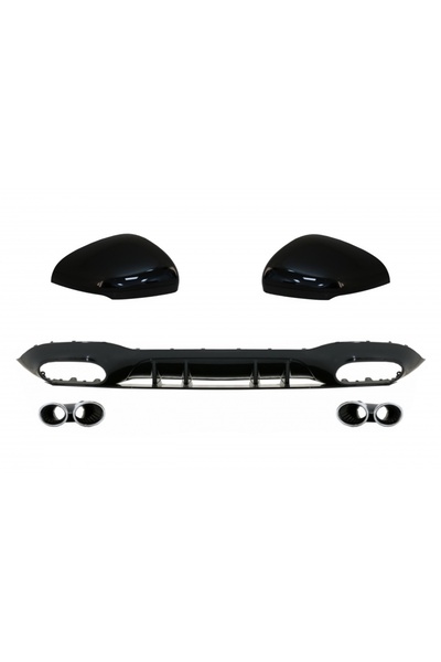 tuningset Difuzor bara spate cu evacuare cromată și capac oglindă compatibil ...