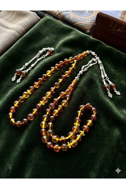 My Easy Shop Mărgele de rugăciune din chihlimbar cu pulbere fosilă de pământ