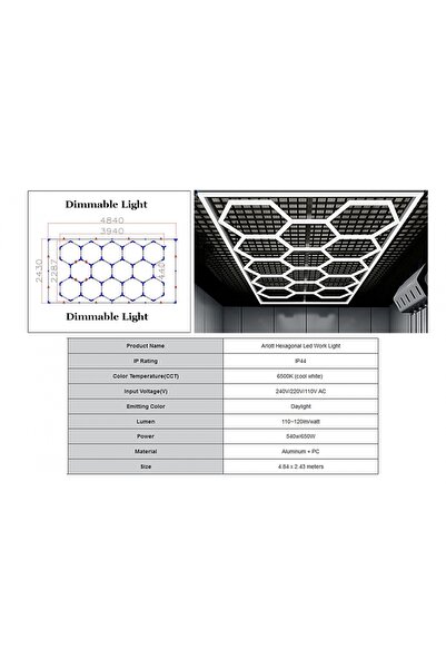 tuningset Sistem de iluminat de tavan hexagonal cu formă de fagure de miere, ...