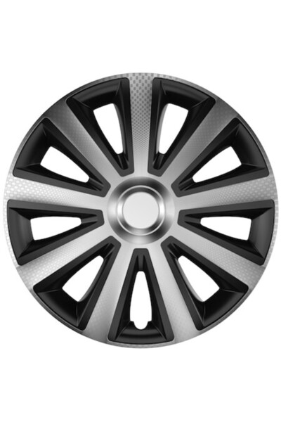 Cridem Set de 4 capace pentru roți auto, Cridem, Aviator Carbon, argintiu/neg...