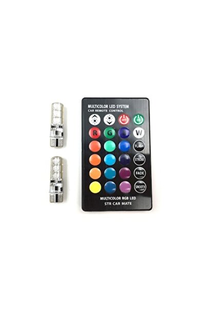 Cridem Set de 2 becuri LED RGB 6SMD, 12V, pentru plafonieră T10 W5W cu teleco...