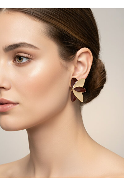 MODAMİRA AKSESUAR أقراط زارا موديل ياباك - بني وبيج