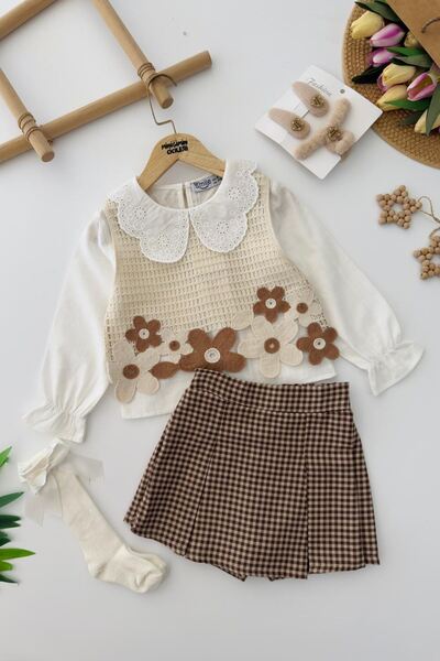 Minigimin Cicileri Set de 3 piese pentru fetițe cu detaliu margaretă și pulov...