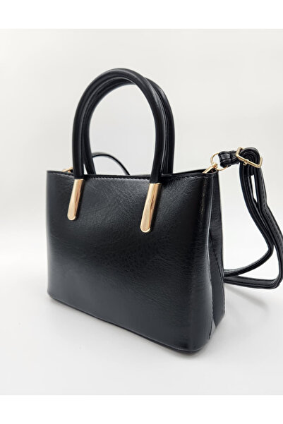 TUESFA Women's Black Handbag and Shoulder Bag - Soft Faux Leather , Three Com...