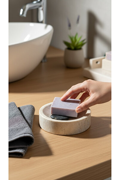 Polen Stone %100 Doğal Traverten Katı Sabunluk – Minimalist & Modern